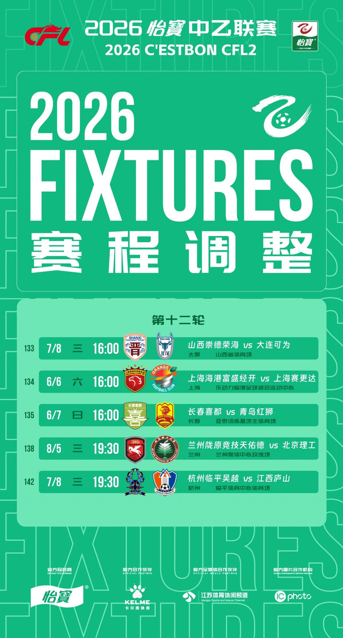 【赛事预告】  ⚽中乙第13轮  海门珂缔缘队vs上海海港富盛经开队